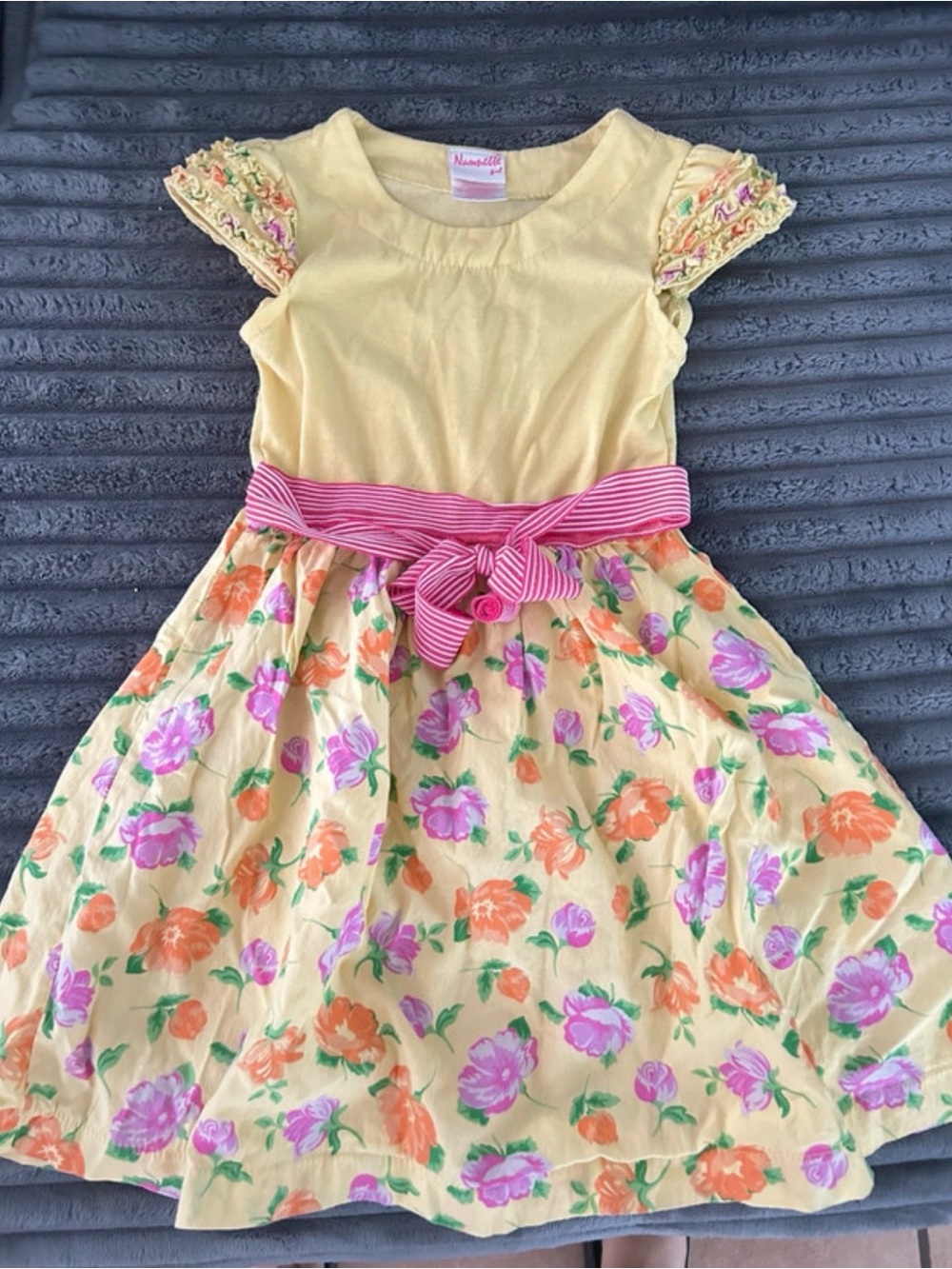 Nannette yellow girls floral dress
